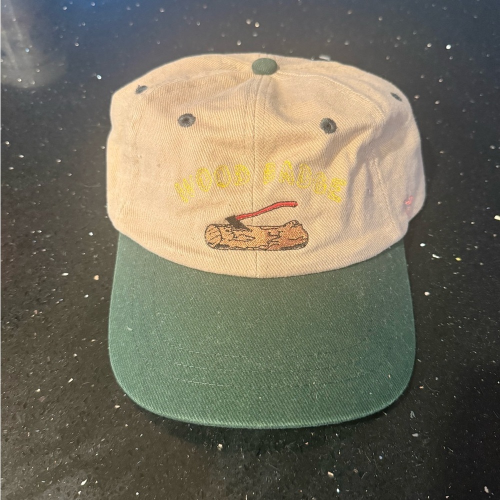 Green and Tan Cap with Wood Badge Embroidery